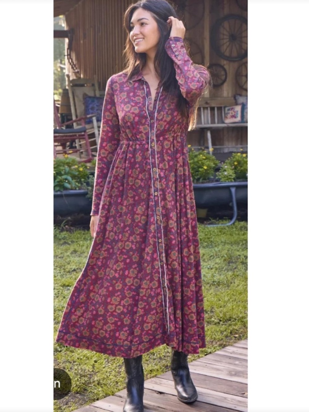 Natural Life Christa Cotton Floral Knit Midi Dress Small